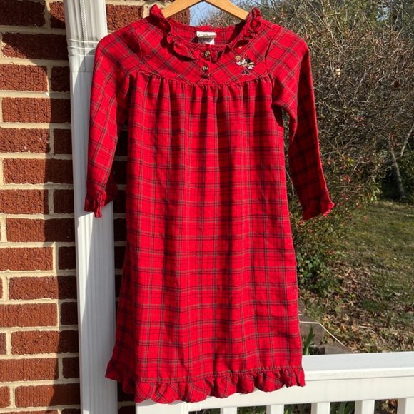 Vintage Disney Minnie Mouse Red Plaid Nightgown Girl's Small